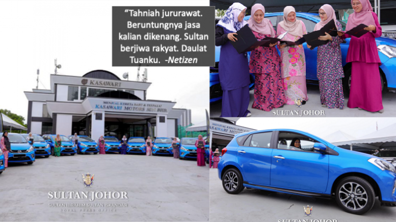 Sultan Johor Kurnia Kereta Myvi Kepada 10 Jururawat Wad Diraja Hsa The Capital Post